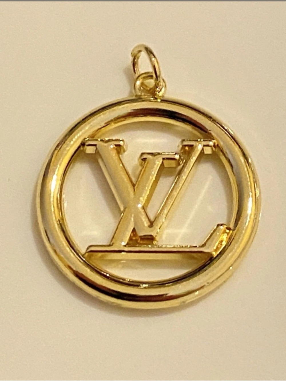 LV Initial Medallion Zipper Pull Charm Gold Tone